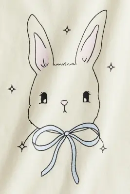 Top en jersey imprimé - Jaune clair/lapin