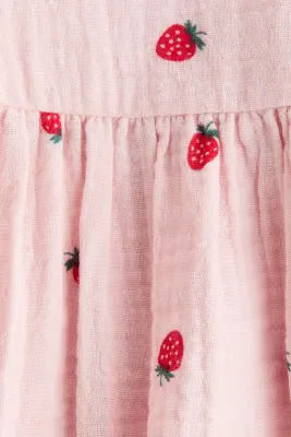Robe en mousseline de coton - Rose clair/fraises