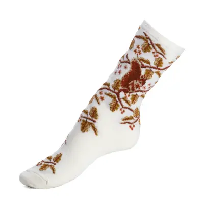 Chaussettes écureuils laine écru femme