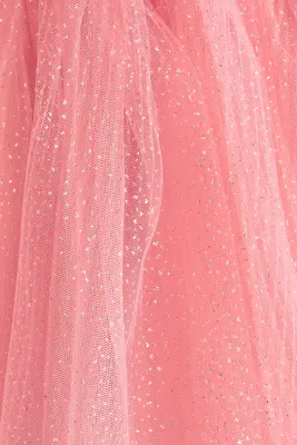 Jupe en tulle scintillant - Rose corail/pailleté