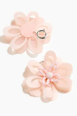 Lot de 2 bijoux de chaussures en forme de fleurs - Rose poudré