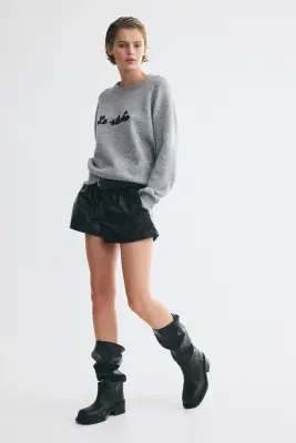 Pull avec application - Gris clair chiné/Le Studio