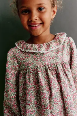 Robe en coton - Rose/fleuri