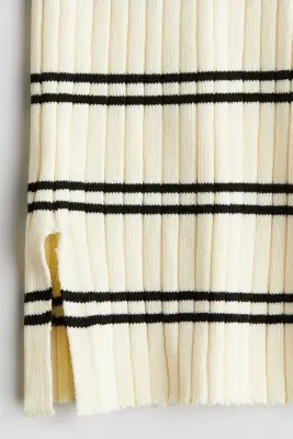 Pantalon évasé en maille côtelée - Jaune clair/rayé