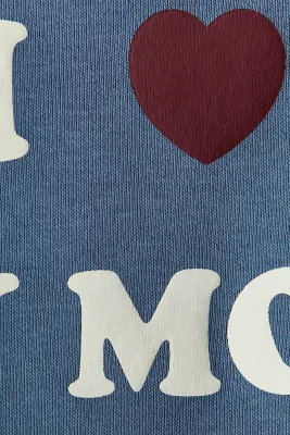 Sweat à l'intérieur brossé avec motif imprimé - Bleu ancien foncé/Mom