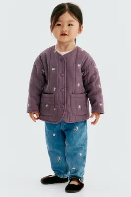 Embroidery-detail jacket - Violet/fleuri