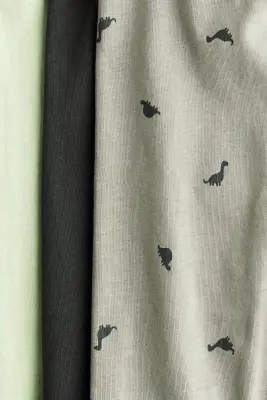 Lot de 3 pantalons jogger en jersey de coton - Vert kaki/dinosaures