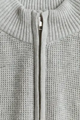 Gilet zippé en coton - Gris clair chiné