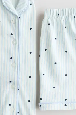 Pyjama en jersey à motif - Bleu clair/cœurs