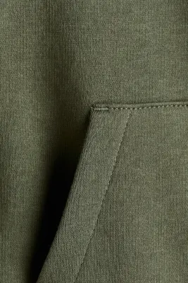 Hoodie zippé avec intérieur brossé - Vert kaki