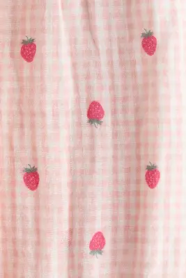 Combinaison volantée en mousseline - Rose clair/fraises