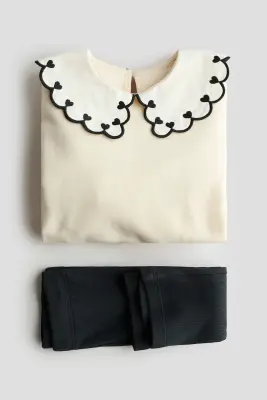 Ensemble 2 pièces sweat et legging - Crème/noir