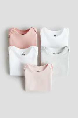 Lot de 5 bodies en coton - Light pink/Light grey marl