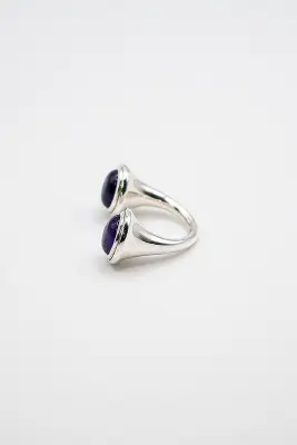 Bague double en pierres naturelles et argent 925