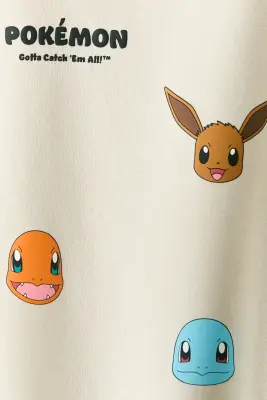Sweat imprimé avec intérieur brossé - Crème/Pokémon