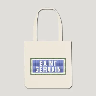 TOTE BAG COTON BIO IMPRIMÉ - SAINT GERMAIN - ÉCRU