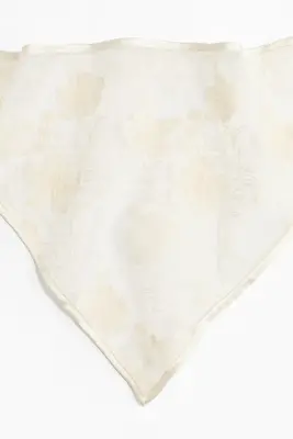 Foulard de tête brodé - Crème