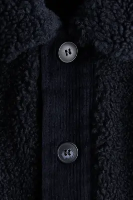 Veste en tissu Teddy bear avec col - Bleu marine