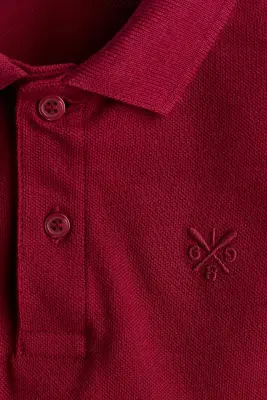 Polo en piqué avec motif brodé - Rouge foncé