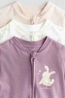 Lot de 3 pyjamas zippés - Violet/Sweet Dreams