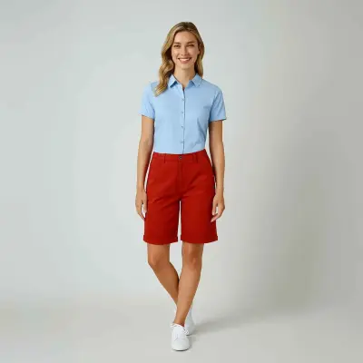 Barbara, Bermuda avec revers en toile stretch