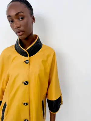 Yellow Leather Cape Jacket