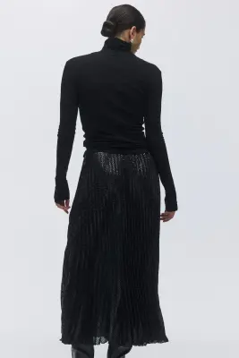 Jupe plissée à sequins - Noir