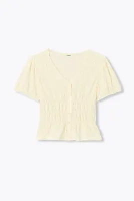 T-shirt smocké ajouré Femme