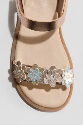 Sandales avec application - Bronze/fleurs