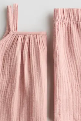 Ensemble 2 pièces en mousseline de coton - Rose ancien