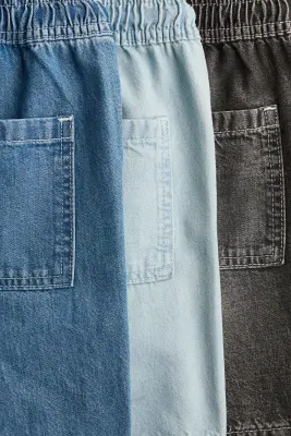 Lot de 3 shorts en denim - Bleu denim/gris denim