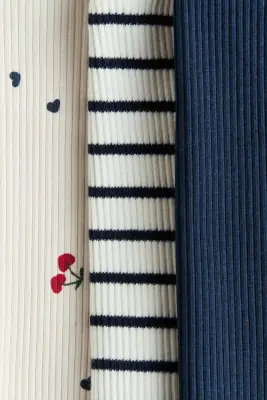 Lot de 3 leggings en coton - Blanc/cerises