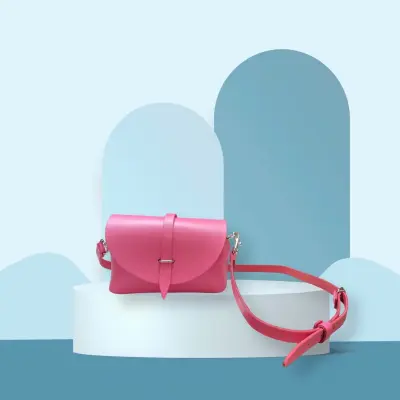 Petit Sac Bandoulière en Cuir Rose