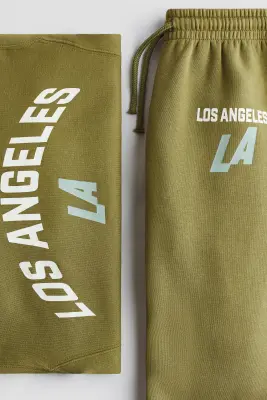Ensemble 2 pièces en molleton imprimé - Vert kaki/Los Angeles