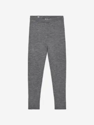 Leggings côtelés en laine mélangée - Gris chiné