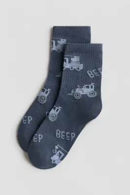 Lot de 7 paires de chaussettes - Gris clair chiné/véhicules