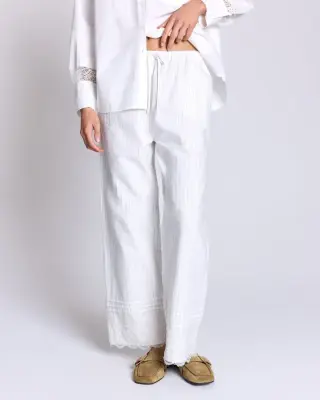 Pantalon Lizzy rayures vert et écru
