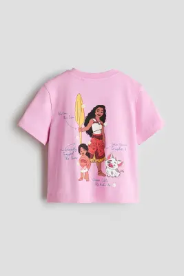 T-shirt en coton avec motif imprimé - Rose/Vaiana