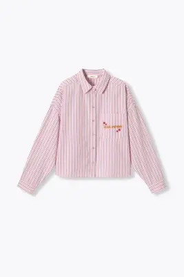 Chemise rayée à message Femme