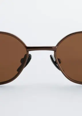 Lunettes de soleil à monture rectangulaire et fine - Marron foncé