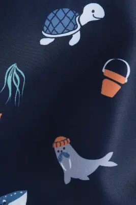 Short de bain à motif - Bleu marine/vie marine