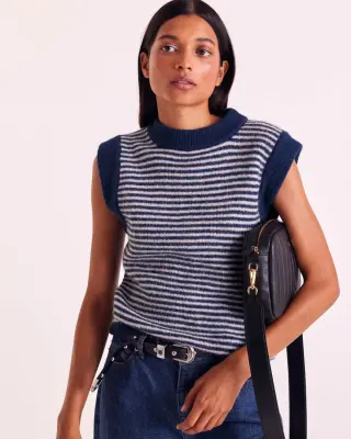 Pull Blason rayures bleu et blanc