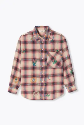 Chemise carreaux brodée
