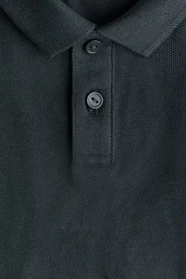 Polo en piqué de coton - Gris foncé
