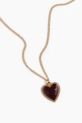 Collier avec pendentif cœur - Doré/marron foncé