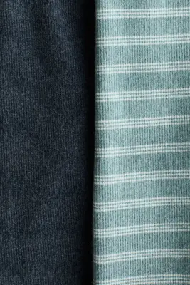 Lot de 2 leggings côtelés en coton - Bleu foncé/turquoise