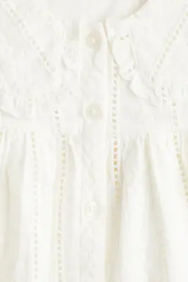 Robe en coton avec détails brodés - Crème
