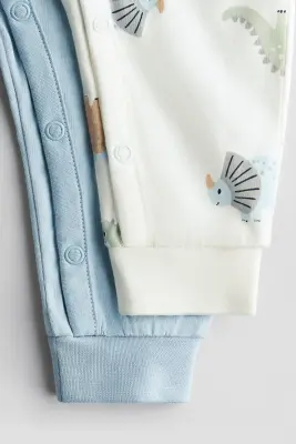 Lot de 2 pyjamas en coton - Bleu clair/dinosaures