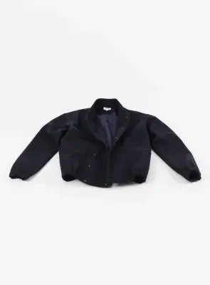 Kimono Bomber Jacket in Navy Blue Italian Wool