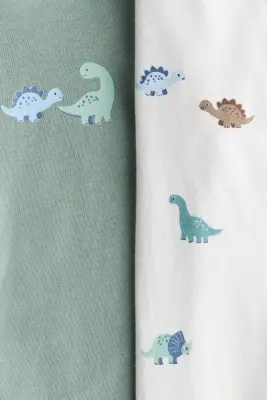 Lot de 2 pyjamas imprimés - Vert kaki/dinosaures